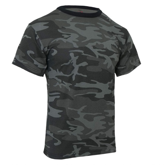 Mens Rothco BLACK CAMO Tactical TShirt Military Army Camouflage Various Sizes - Picture 1 of 2